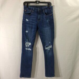 Aeropostale Jeans Slim Straight Distressed Medium Wash Cotton Stretch Size 27